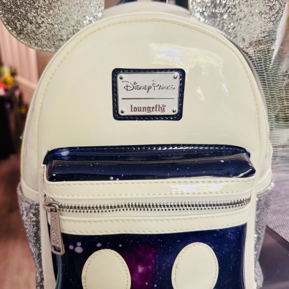 Loungefly Disney Parks Cream and Silver Galaxy Backpack